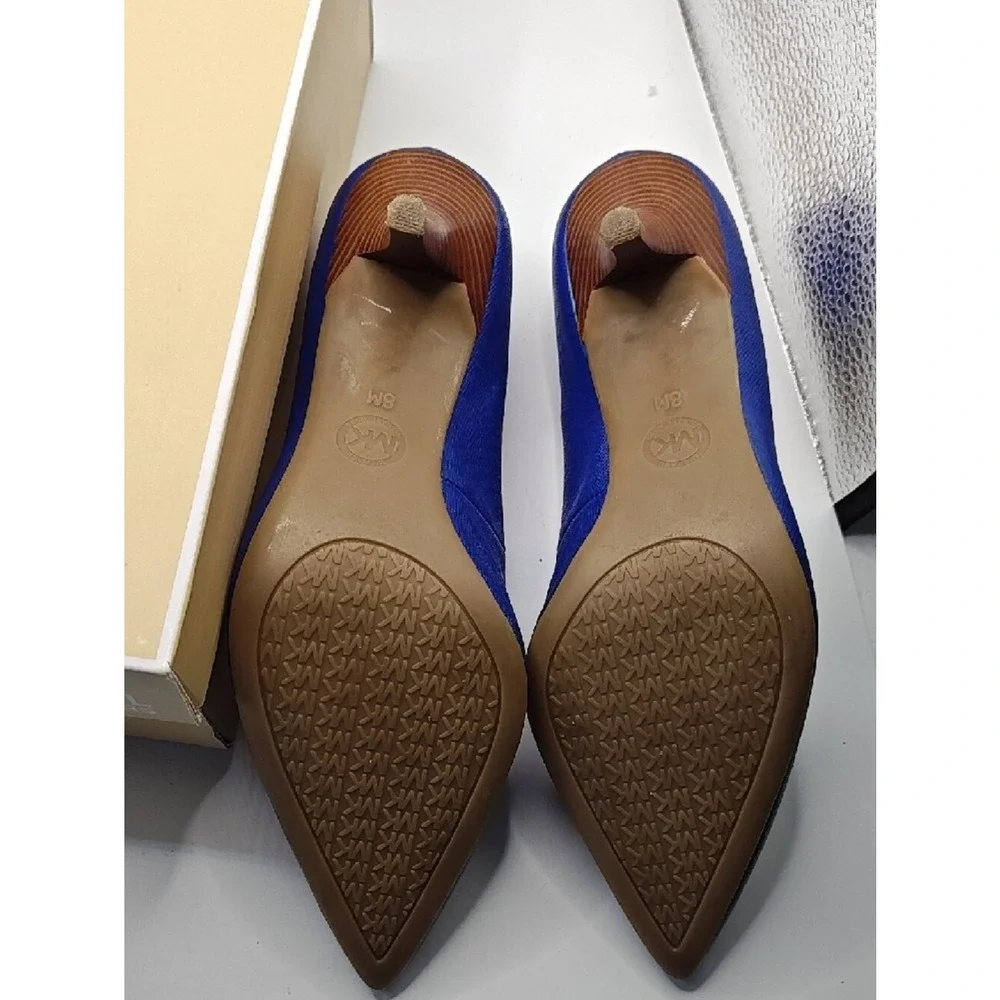 Michael Kors Women Pumps Size 8 M Flex Mid Cobalt Blue Saffiano Leather